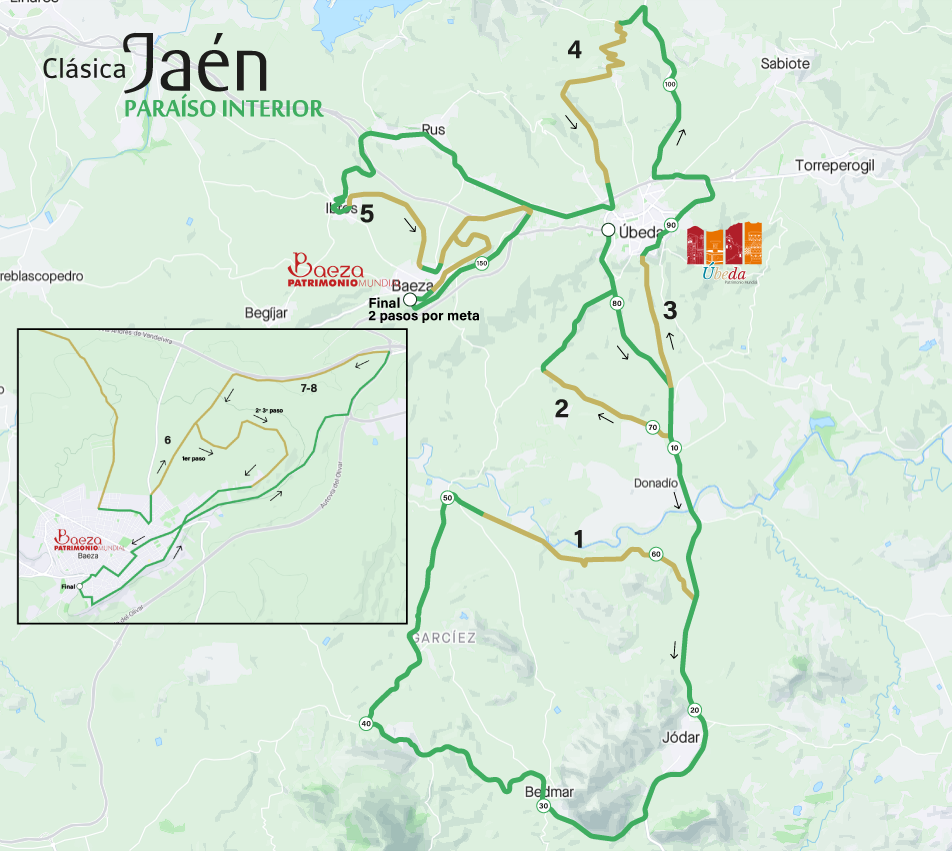 Mapa de la Clásica Jaén Paraíso Interior 2023