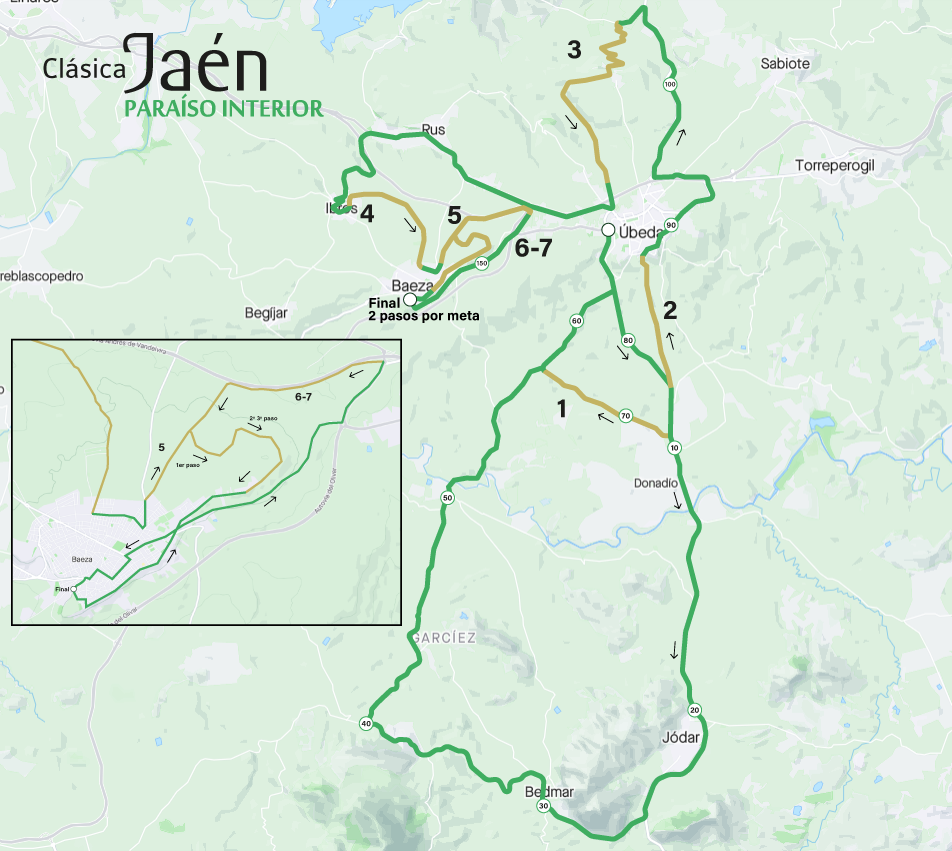 Mapa de la Clásica Jaén Paraíso Interior 2023