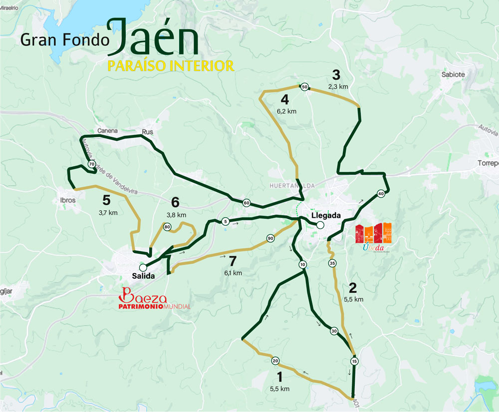 Mapa de la Gran Fondo Jaén Paraíso Interior 2025