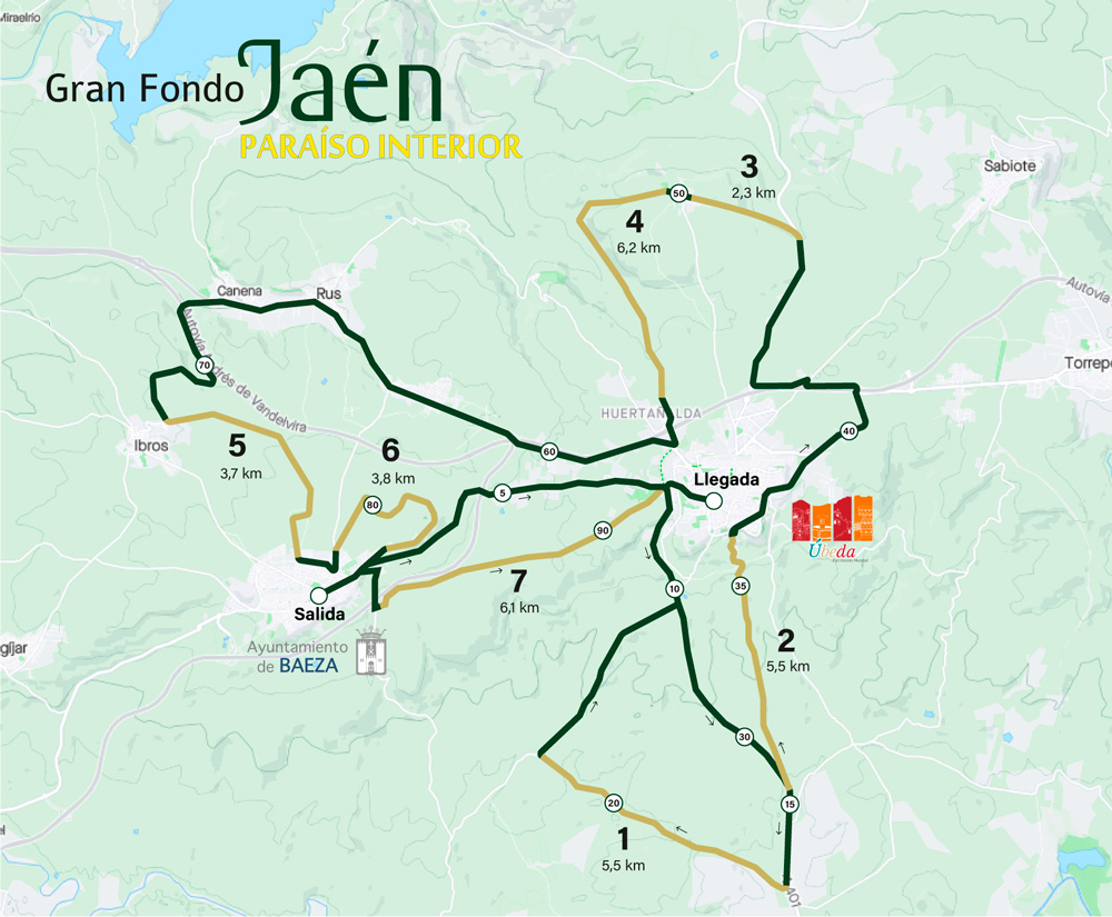 Mapa de la Gran Fondo Jaén Paraíso Interior 2025