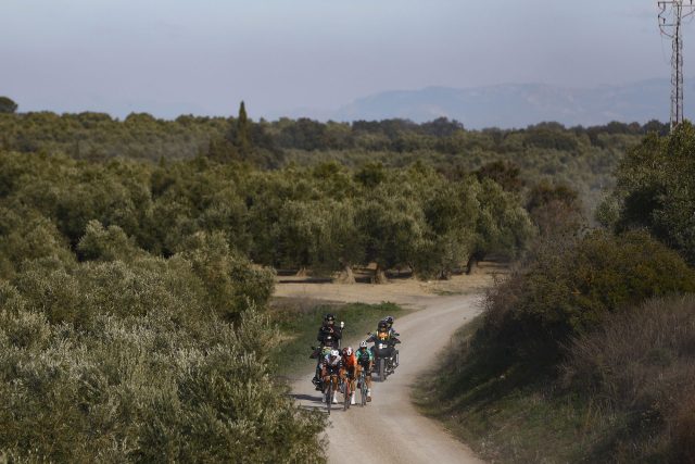 La fuga de McNulty, Kwiatkowski y Ruiz entre olivos.
Foto de Sprint Cycling